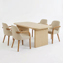 5 Piece Indoor Dining Set, 68.75" Dining Table & 4 Khaki PU Dining Chairs