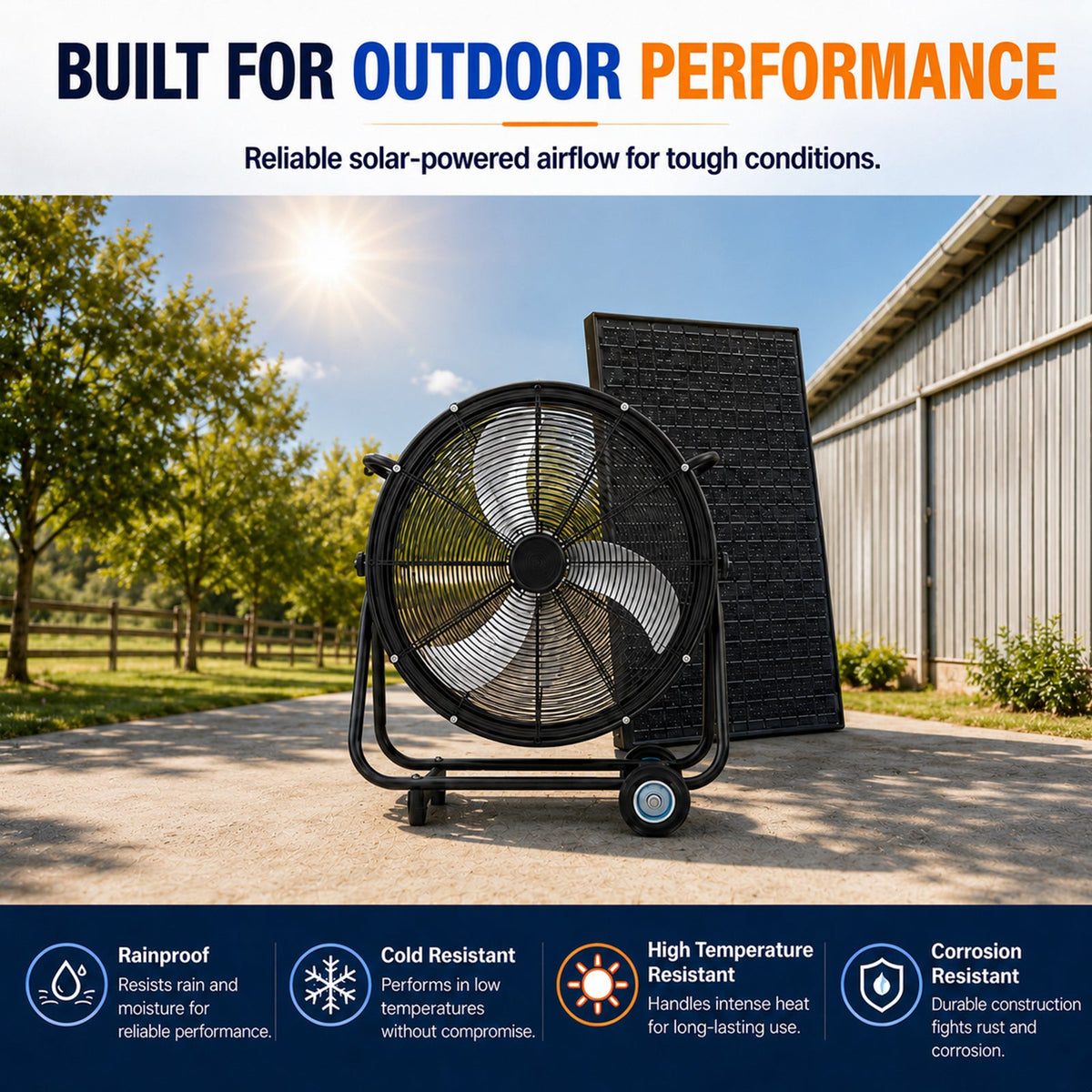 24 Inch Solar Floor-Standing Fan With Adjustable Solar Panel, photo 2 of 9