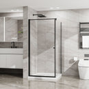 Corner Shower Enclosure, Frameless Pivot Door - Matte Black by HouseOfZazla