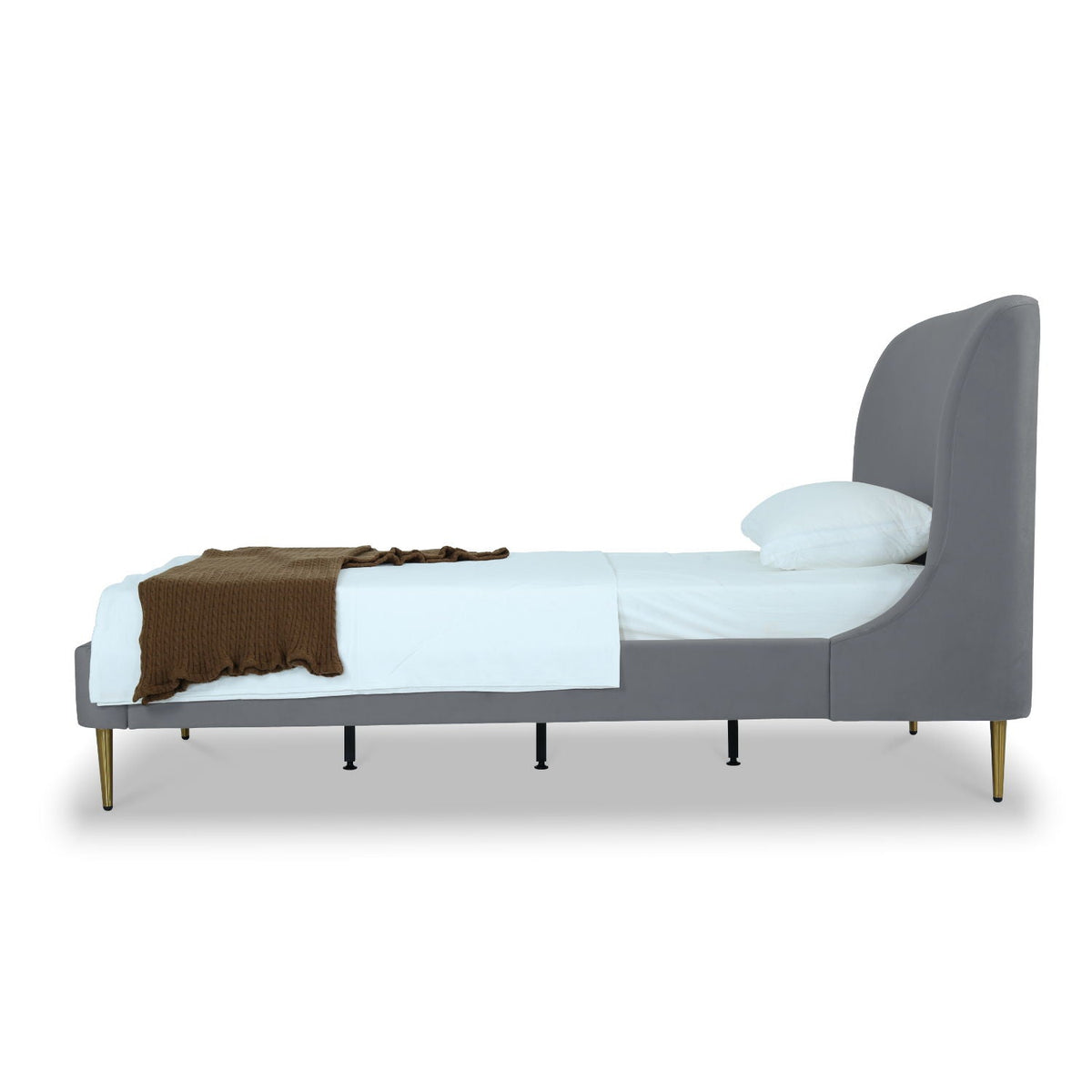 Mid-Century Modern Upholstered Bed With Curved Headboard, photo 28 of 40