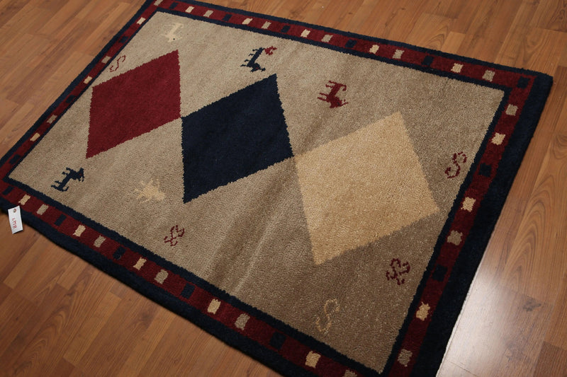 4' x 6' Hand knotted 100% wool Traditional Gaabbeh full Pile area rug Camel