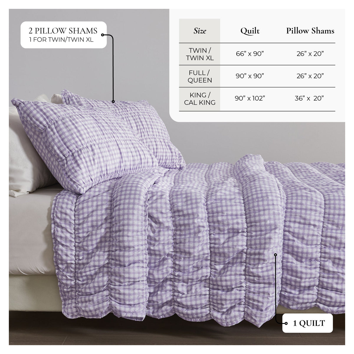 Gingham Printed Quilt Set - Gingham Collection, photo 4 of 5