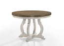 Havanna - 5 Piece Wide Round Dining Table With Off White Chairs (Set of 5) - Vintage Walnut by HouseOfZazla