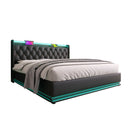 Upholstered Bed, 360 Surround LED Function, Remote Control, Hydraulic Storage Bed With USB, Type-C Charging (Without Mattress) by HouseOfZazla