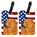 USA American Flag with Chow Chow Luggage Tag