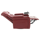 270 Degree Swivel PU Leather Power Recliner Individual Seat Home Theater Recliner with Comforable Backrest, Tray Table, Phone Holder, Cup Holder, USB Port, Hidden Arm Storage for Living Room, Red