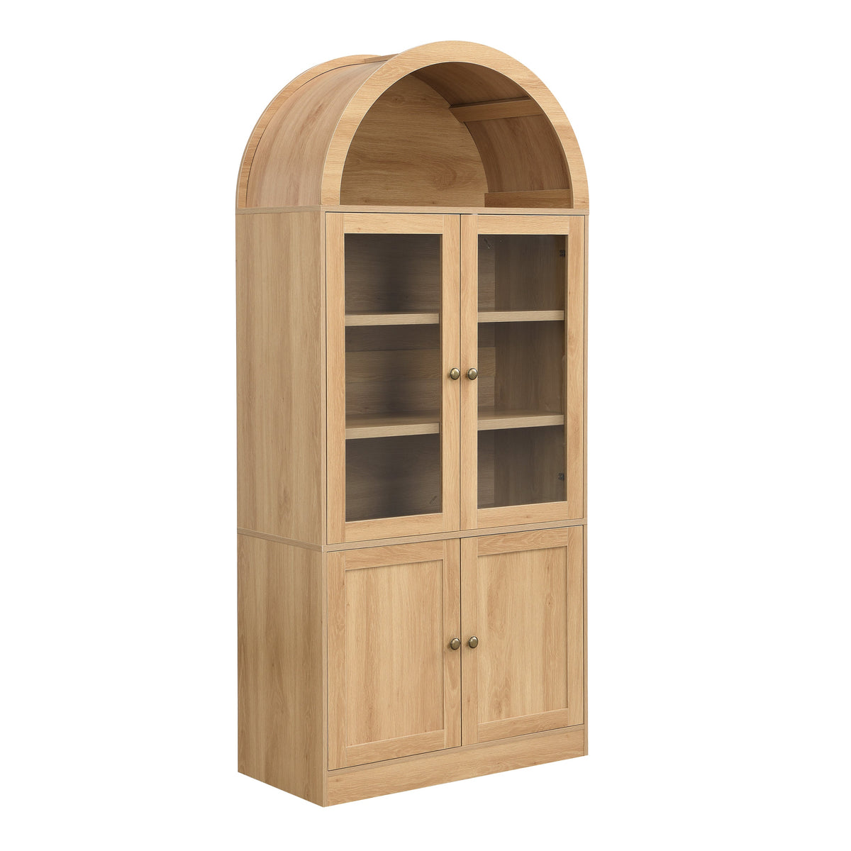 Tall Arched Top Storage Cabinet with Tempered Glass Doors, photo 10 of 10
