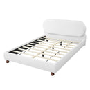 Cream-colored Boucle Upholstered Bed with Rubber Wood Foot, Queen by HouseOfZazla