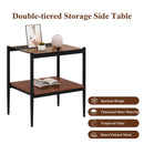 Modern Rectangle End Table (Set of 2) With Tempered Glass Tabletop And Layer - Brown by HouseOfZazla