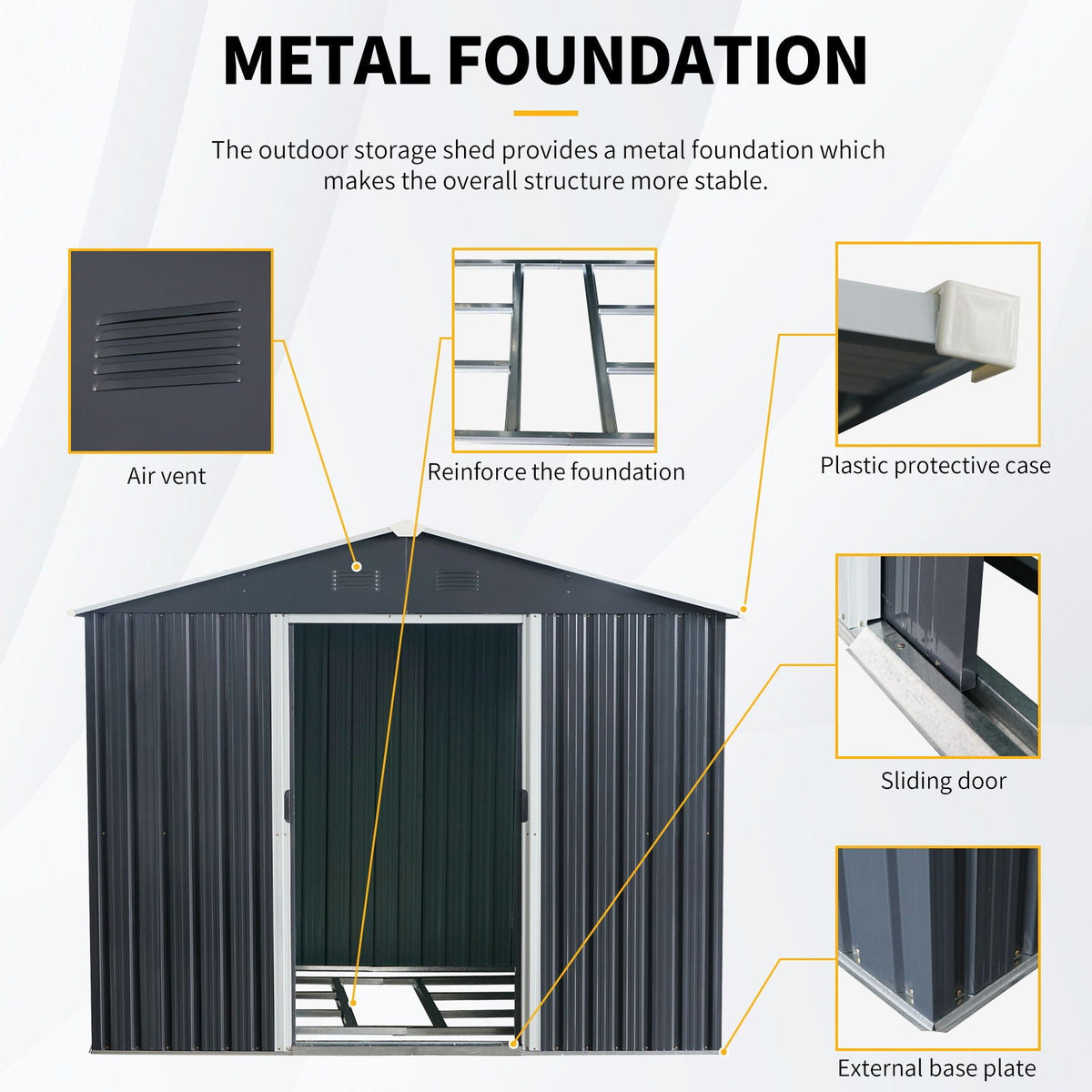 Outdoor Metal Storage Shed With Floor Base, photo 29 of 40