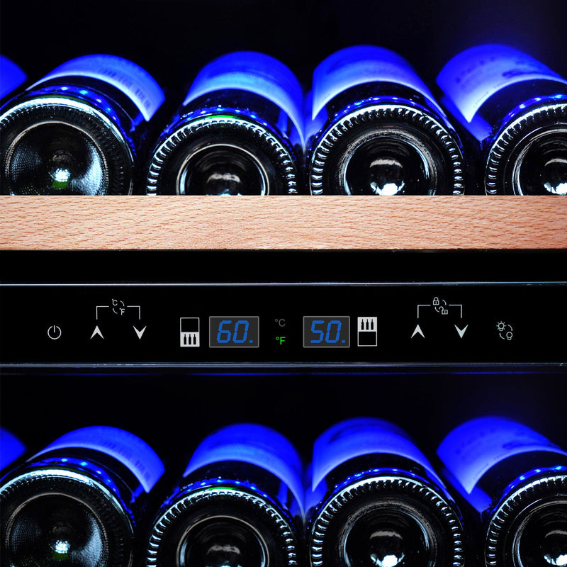 15 Inch Wine Cooler Refrigerators 28 Bottle Fast Cooling Low Noise Wine Fridge with Professional Compressor Stainless Steel, Digital Temperature Control Screen Built-in or Freestanding