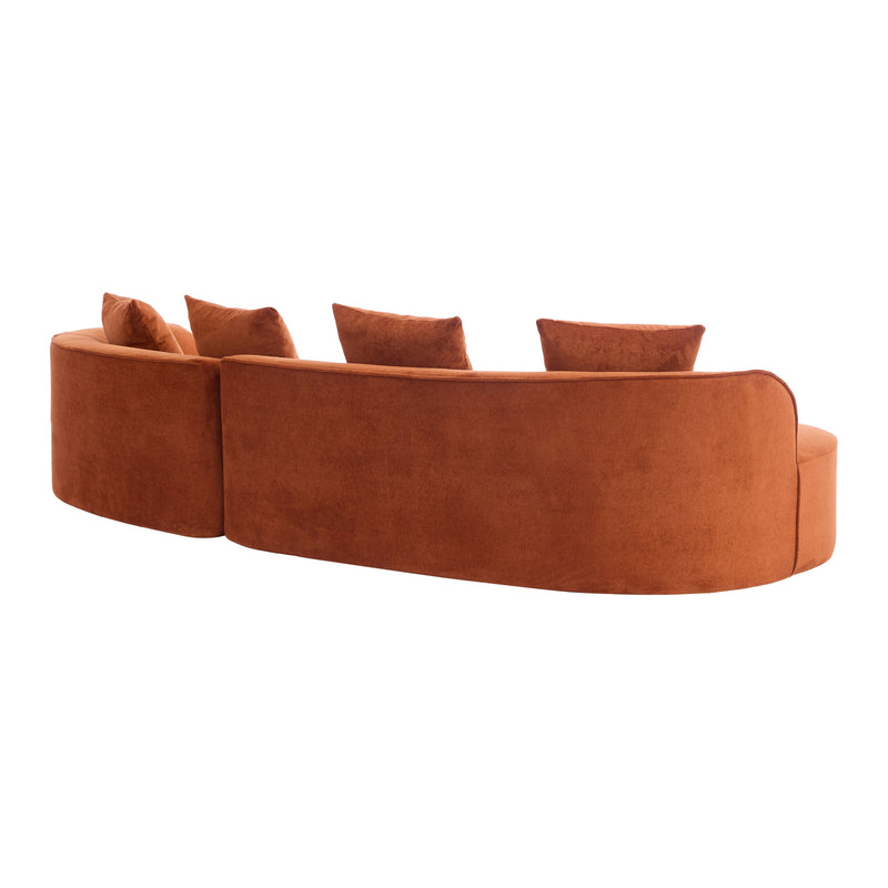 126" Curved Sectional Sofa (Dark Orange-D28 Full Foam), photo 5 of 10