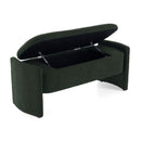Elegant Long Shaped Storage Ottoman Bench, Boucle Material, Dark Green by HouseOfZazla