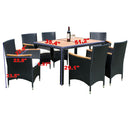 Outdoor Patio Wicker Dining Set With Acacia Wood Top by HouseOfZazla