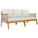Outdoor Acacia Wood and Rope 3 Seater Patio Sofa by HouseOfZazla