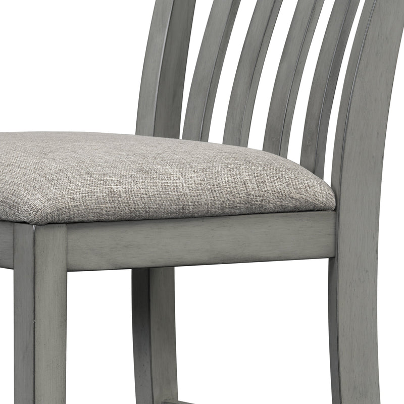 5-piece Counter Height Dining Table Set with Built-in Storage Shelves,Grey(OLD SKU W504S00143)