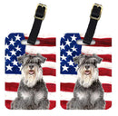 USA American Flag with Schnauzer Luggage Tag