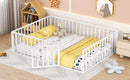 Metal Floor Bed Frame With Fence And Door by HouseOfZazla