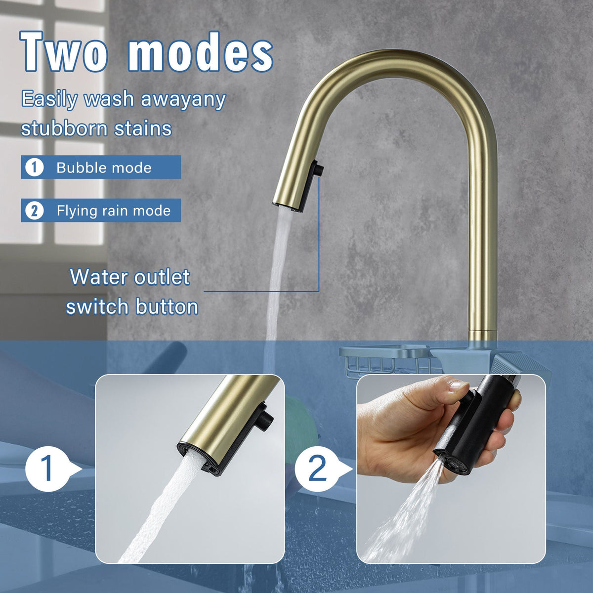 Cincosky - High Arc Pull Down Kitchen Faucet, Single Hole, photo 9 of 14