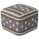 Mapleton - Outdoor / Indoor Pouf - Beige Gray / White by HouseOfZazla