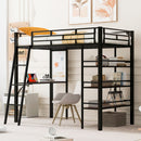 Loft Metal Bed With 3 Layers Of Shelves And Desk, Stylish Metal Frame Bed With board by Unique Piece Furniture