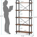 5 Tier Bookshelf Unit With Accents For Living Room - Black / Brown by HouseOfZazla
