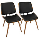 Lombardi - Mid-Century Modern Dining / Chair (Set of 2) - Walnut / Black by HouseOfZazla