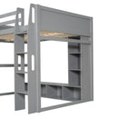 Gaming Loft Bed With Desk, Multi Storage Shelves, LED Lighting, And Hanging Clothes Rack by Unique Piece Furniture