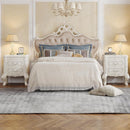 Carved Nightstand With 2 Drawers, Bedside Table - White by HouseOfZazla