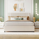 Upholstered Platform Bed With Drawers, Classic Headboard Design by HouseOfZazla