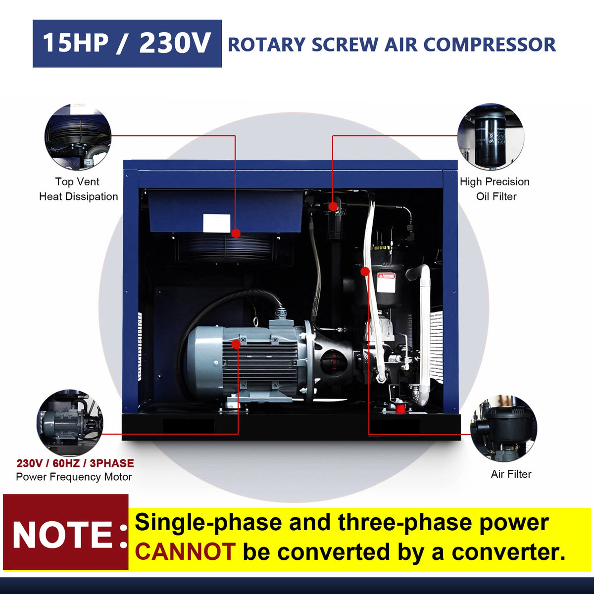 15HP Rotary Screw Air Compressor, photo 5 of 10