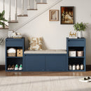Entryway Storage Bench With Cushion, Drawers & Open Shelves by HouseOfZazla
