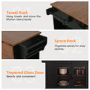 54" Mobile Kitchen Island with Glass Door Storage, Power Outlet & Rolling Cart by HouseOfZazla