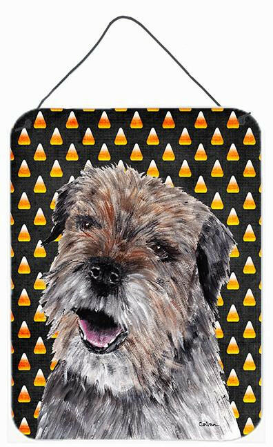 Border Terrier Halloween Candy Corn Aluminium Metal Wall or Door Hanging Prints