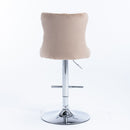 Swivel Barstools Adjusatble Seat Height From 25-33", Modern Upholstered Base Bar Stools With Backs Comfortable Tufted For Home Pub And Kitchen Island (Set of 2)