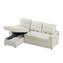 78.75" Reclining Sofa, Pull-Out Sofa Bed with USB and tape-c charging ports, L-Shaped Sectional Sofa with Reclining Storage and Arm Side Organizer Pocket Features, Living Room Comfort Sofa