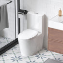 Glossy Tornado Flush 1 Piece Toilet With Dual Flush, Soft Close Seat - Gloss White by HouseOfZazla