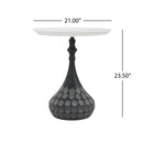 Accent Metal Coffee Table, Pedestal Table for Living Room, Hand-Hammered Texture, White+Black by HouseOfZazla