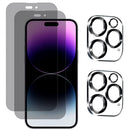 2Pcs Privacy Screen Protectors And 2Pcs Camera Lens Tempered Glass Screen Film Full Coverage Screen Protector Fit for IOS Phone 14/14Plus/14Pro/14Pro
