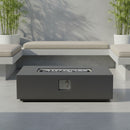 Volon - Rectangular Fire Pit Table, Propane Powered, 50,000 BTU - Light Gray by HouseOfZazla