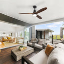 Ceiling Fan With Lights 3 Solid Wood Fan Blade Noiseless Reversible Motor Remote Control - Black by HouseOfZazla