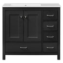 Bathroom Vanity With Ceramic Sink Combo, Abundant Storage Cabinet 2 Soft Close Doors And 5 Drawers