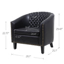 accent Barrel chair living room chair with nailheads and solid wood legs Black pu leather
