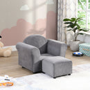 Kids Velvet Upholstered Chair With Ottoman For Comfortable Seating - Gray by HouseOfZazla
