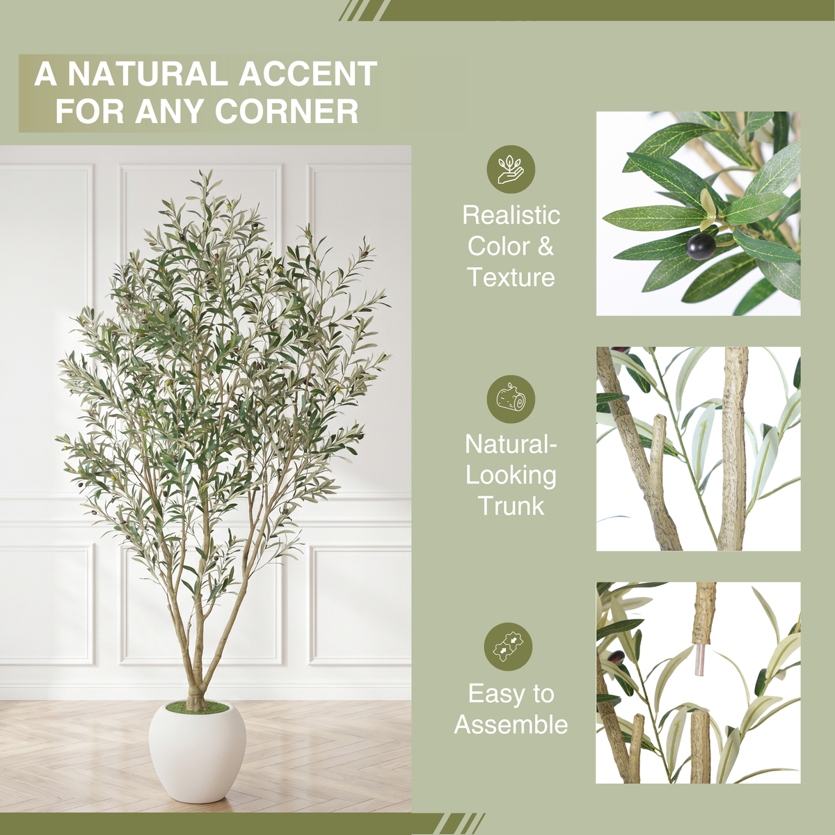 8FT Artificial Olive Tree With Big Decorative, photo 5 of 8