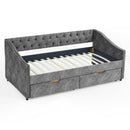 Upholstered Tufted Daybed With 2 Drawers, Waved Arms by Unique Piece Furniture