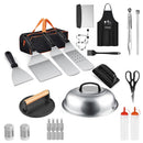 31Pcs Griddle Accessories Kit Flat Top Grill Accessories For Camp Chef with Spatulas Griddle Press Basting Cover Spice Shakers Vegetable Forks Steel S