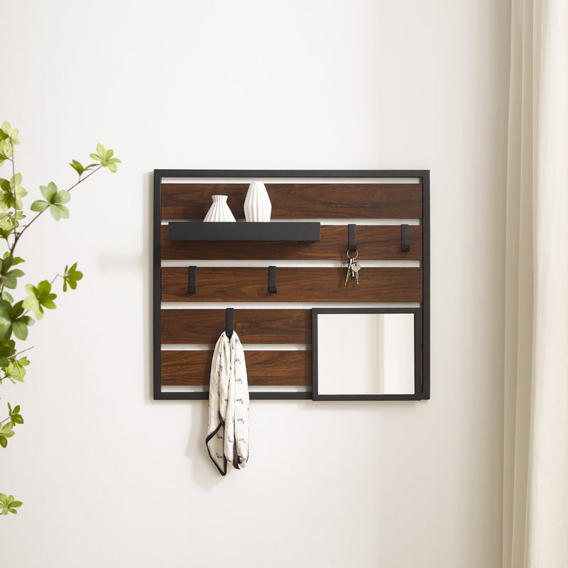 43" Slatted Wall Organizer with Mirror