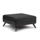Owen - Square Coffee Table Storage Ottoman - Distressed Black by HouseOfZazla
