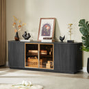 Modern 64" Wavy TV Cabinet With LED Lights - Black by HouseOfZazla